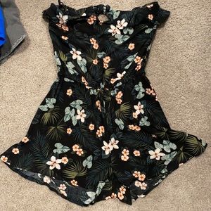 Strapless floral romper